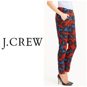 J Crew Firework Red Floral Print Pants